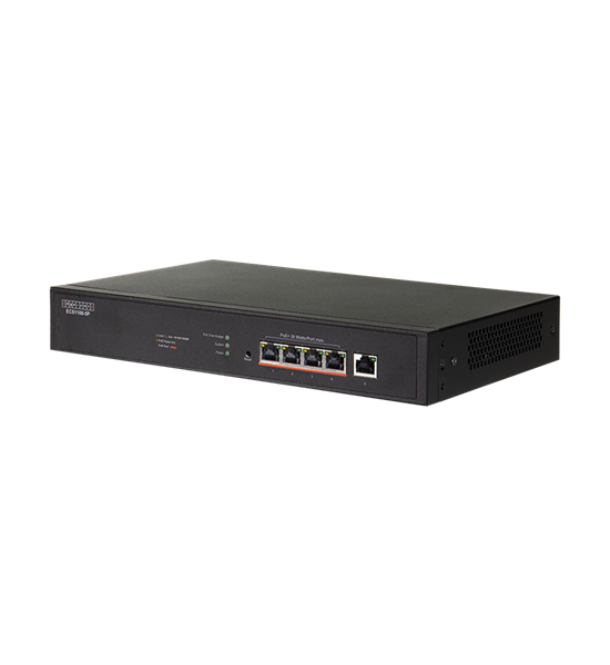 EDGECORE 5 Port Lite L2 Smart Gigabit Web Managed PoE Switch with 4 PoE Ports (30W). 120W Power Budget. 6KV Power Surge Protection. Fanless Design.