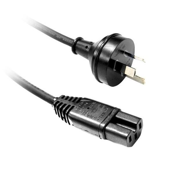 DYNAMIX 3M 3-Pin to Notched C15 Rubber Flex SAA Approved Power Cable.1.0mm copper core. Colour Black.