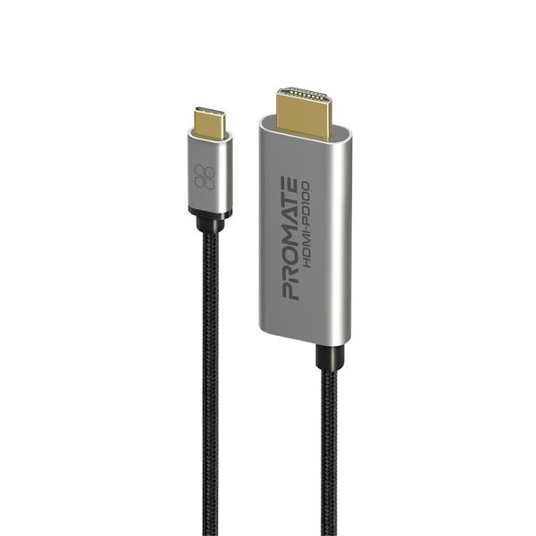 PROMATE 1.8m 4K USB-C to HDMI Cable with Gold Plated Connectors. Supports Max Res up to 4K@60Hz (4096X2160). Plug & Play. Grey Colour.