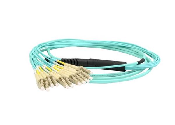 DYNAMIX 3M OM3 12C MTP Female to LC Duplex, 2mm Fan-out 0.5m. Break out Fibre Cable (12 core)