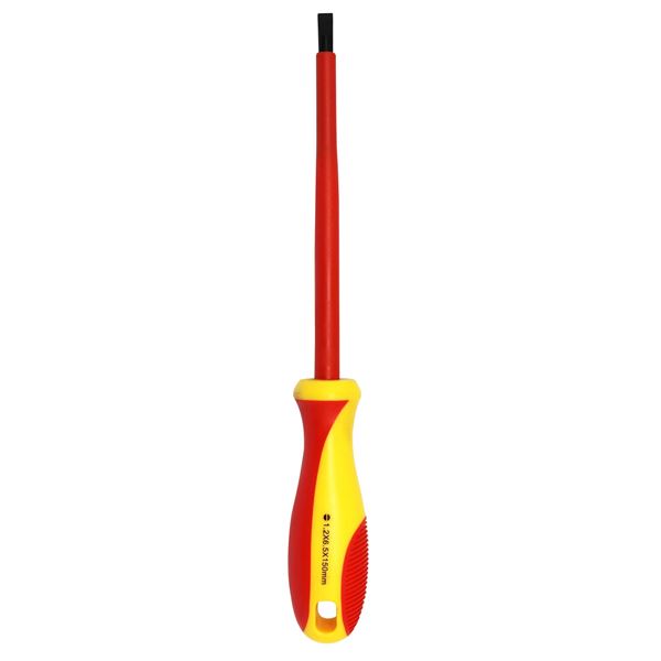 GOLDTOOL 150mm Electrical Insulated VDE Screwdriver. Tested to 1000Volts AC. (1.2*6.5*150mm). Yellow/Red Colour Handle