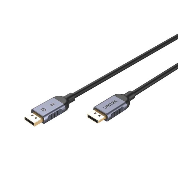 UNITEK 3m 8K DisplayPort V1.4 (UHD) Cable. Max Res 8K@60Hz. Supports up to 204Hz Refresh Rate, Bandwidth up to 32Gbps, Aluminium Alloy with Gold Plated Connectors.