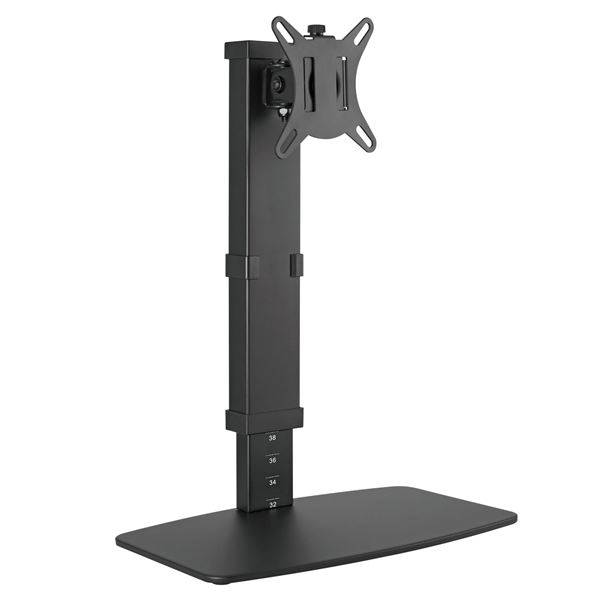 BRATECK 17"-32" Single Screen Vertical Lift Steel Monitor Stand. 10 View Height Settings, Free Tillt Design. Non-Skid Silicone Base Pads. Cable Management. 360 Rotary Slide-in VESA Plate. Black