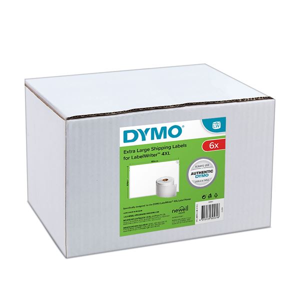 Dymo LabelWriter Extra Large Shipping Labels 104mm x 159mm (4 x 6”) - Bulk pack of 6 Rolls