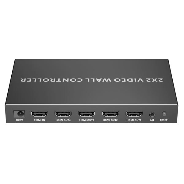 LENKENG 2x2 HDMI Videowall Controller with 1x HDMI In & 4x HDMI Out. Up to 1920x1200@60Hz Res Input, Supports 1080P Outout. RS-232 or Dip Switch Control, 3.5mm L/R Channel Audio Out. Plug & Play