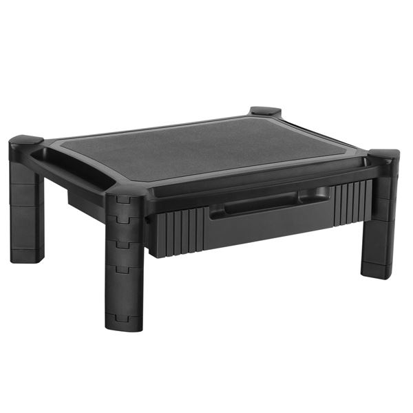 BRATECK Modular multi-purpose height adjustable smart stand with drawer. Max weight 10Kgs. Front and side slots for devices & office Equipment. Bulit-in cable