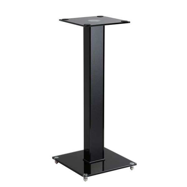BRATECK 23.6" Aluminium/Glass Floor Standing BookShelf Speaker Stands. Tempered Glass Base with Floor Spikes for Stability. Max weight 10Kgs. 250x250mm Glass Top Plate. 600mm High. Sold as a Pair.