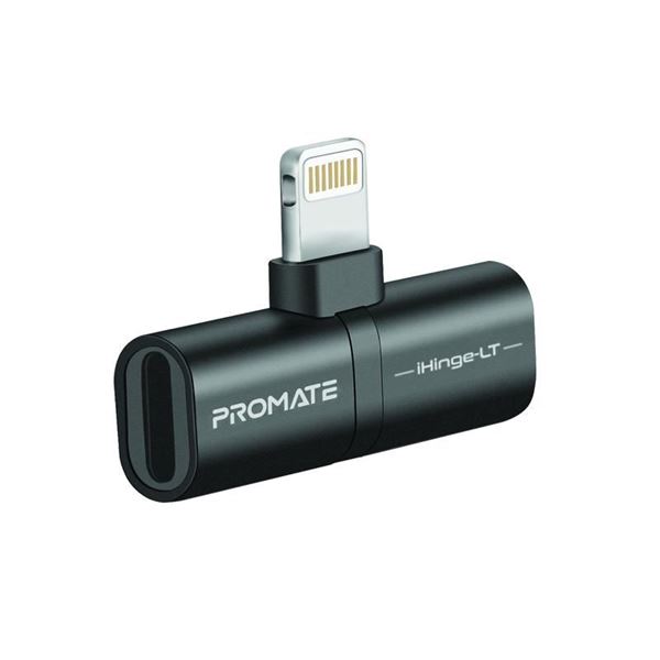 PROMATE 2-in-1 Audio & Charging Adaptor with Lightning Connector. 2A Pass Through Charging. 48KHz Audio Output. Plug & Play. Colour Black.