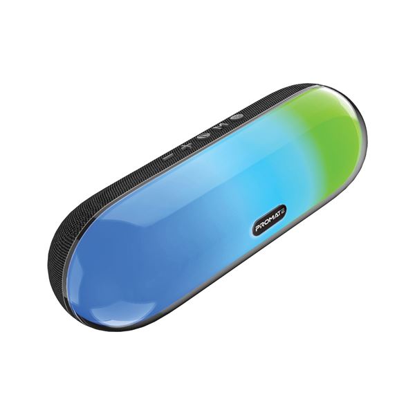 PROMATE 10W Wireless HD Bluetooth Portable Speaker with LED Lighting. Built-in 2200mAh Battery, Up to 10 Hours Playback,  Connect 2x LUMIBAR for Stereo Sound, IPX5 Water-Resist AUX, USB, 180 Degree Light Show.
