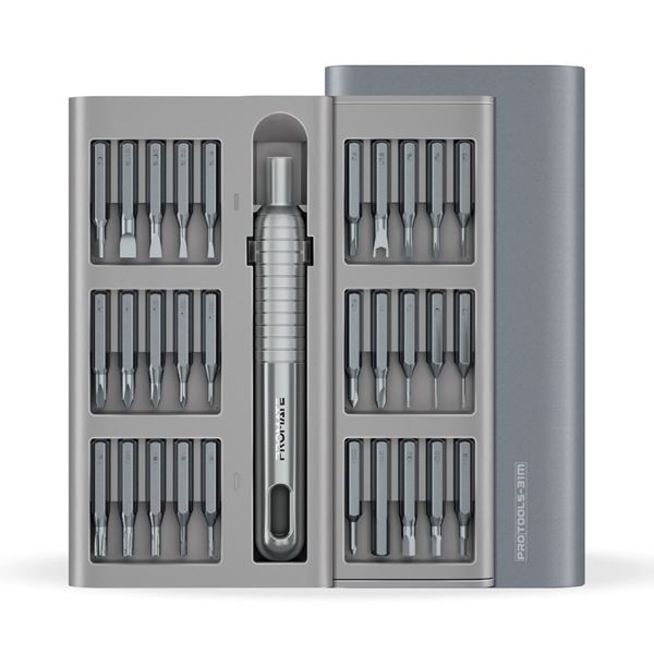 PROMATE 31-Pieces Super Mini DIY Pocket Size Precision Screwdriver Kit. Pop-up Case. 30pcs S2 Steel Screwdriver Bits, Magnetic Screwdriver Tip, Includes Cary Pouch.