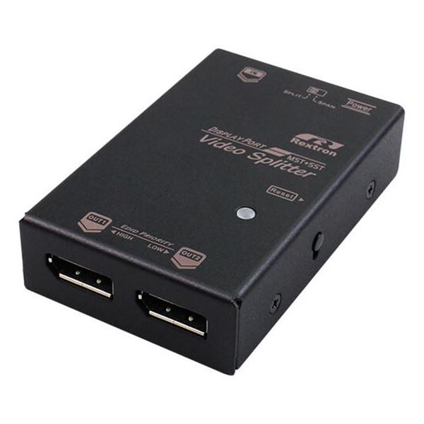 REXTRON 1-2 UHD Display Port Splitter. Supports 4K UHD@60Hz (384Ox2160),QHD (2560x1440) & FHD (1920x1080). Output Port Supprts DP++. Auto EDID Configuration. HDCP 1.4 and DP 1.3 Compliant