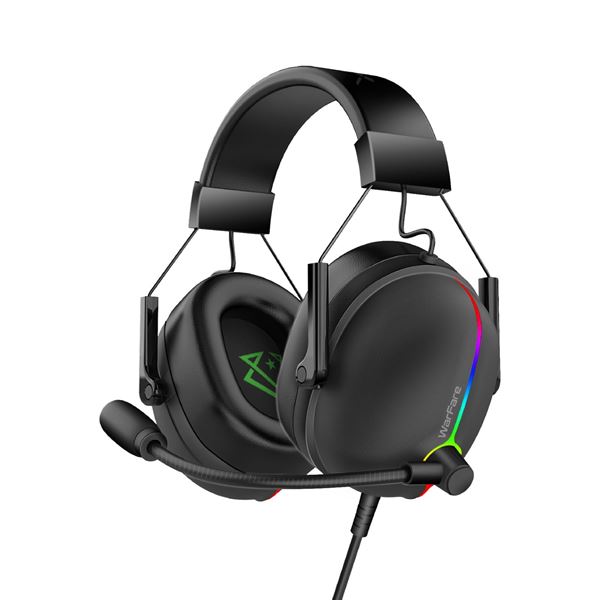 VERTUX Extreme Performance 7.1 Surround Sound Gaming Headset with ENC Microphone & Vibration Feedback. Adjustable Headband and Padded Ear Cups with Immersive RGB Lights and In-line Audio Controls.