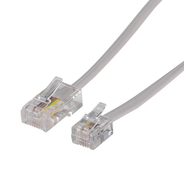 DYNAMIX 3m RJ12 to RJ45 Cable - 4C All pins connected crossed, Colour Grey
