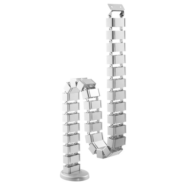 BRATECK Deluxe Cable Management Spine. Great for Height Adjustable Sit-Stand Desk or Stationary Desk Cable Management. Dims 1300x67x35mm Spine Consists of 30 Removable Pieces. Weighted Base. Silver Color