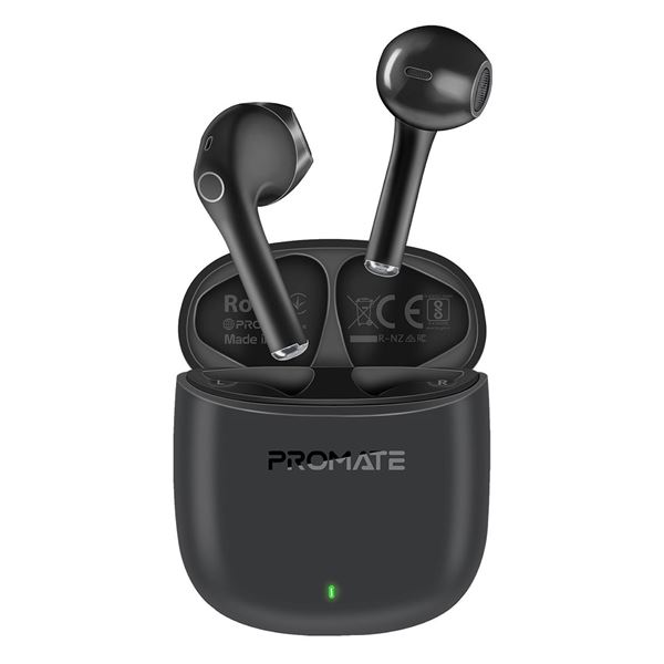 PROMATE In-Ear HD Bluetooth Earbuds with Intellitouch & 260mAh Charging Case. Ergonomic Fit, up to 7-Hour Playback, 2x 40mAh Earphone Battery, Auto Pairing, Black Colour