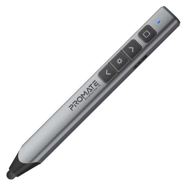 PROMATE Universal Intuitive Laser Pointer with Built-in Stylus Pen. 220mAh Built-in Battery, 10m Working Range, USB-A Dongle, Page Up/Down, Hyperlink Button, Switch Windows, Green Laser.