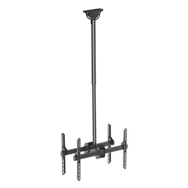 BRATECK  37''-75'' Dual ceiling mount bracket for TV & commercial signage MAX weight 90Kgs (2x45kgs). MAX VESA 600x400. Telescopic