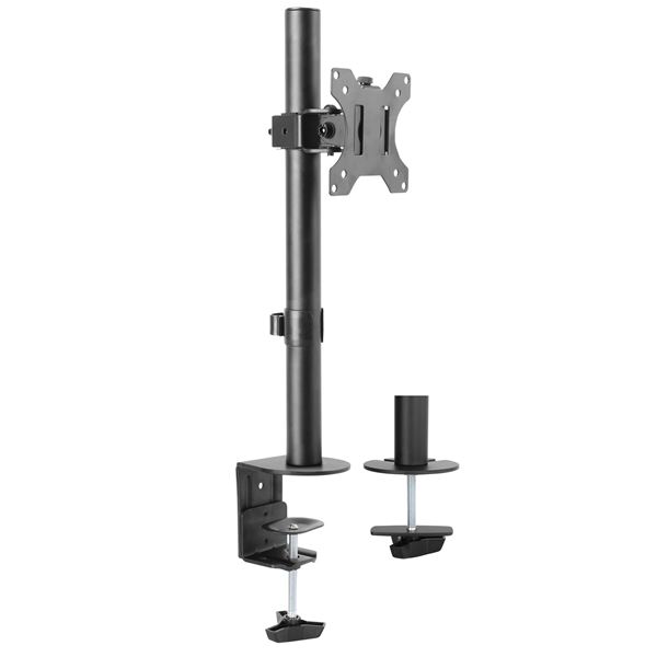 BRATECK 13"-32" Single Monitor Desk Mount. Max Load 8kgs. Rotate, TIlt & Swivel. Includes Clamp & Grommet Option. VESA 75x75 & 100X100. Colour Matt Black