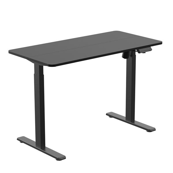 BRATECK Compact Single Motor Electric Sit-Stand Desk with Desktop Included. Width 1200x600mm, Height Range 730-1210mm, Weight Cap 70Kgs, 3 memory Settings, Timer Reminder. Black Colour.