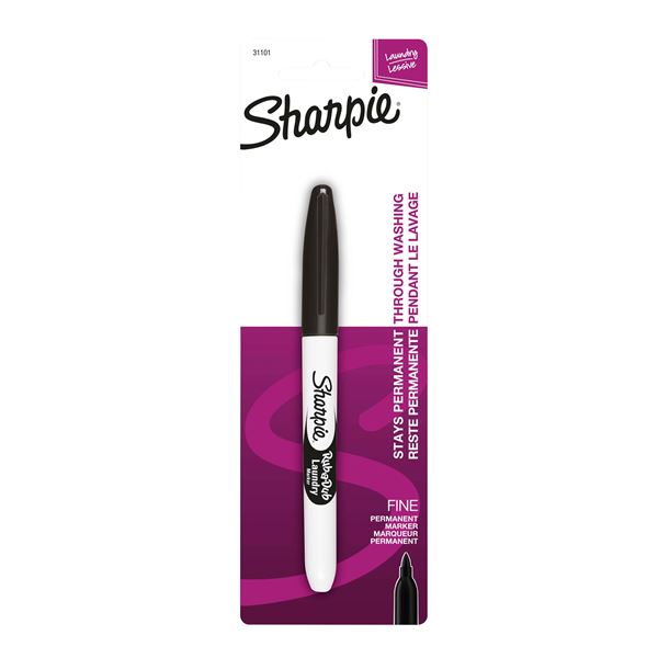 Sharpie Black Rub-A-Dub Laundry Marker for Fabrics and Synthetics.