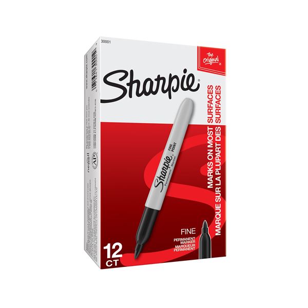 Sharpie Fine Black 12 Pack Permanent Marker Pen