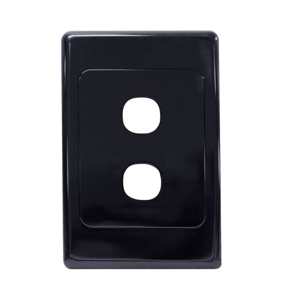 AMDEX Switch Plate ONLY. 2 Gang Wall Face Plate (Accepts Clipsal Style Mechs). Black
