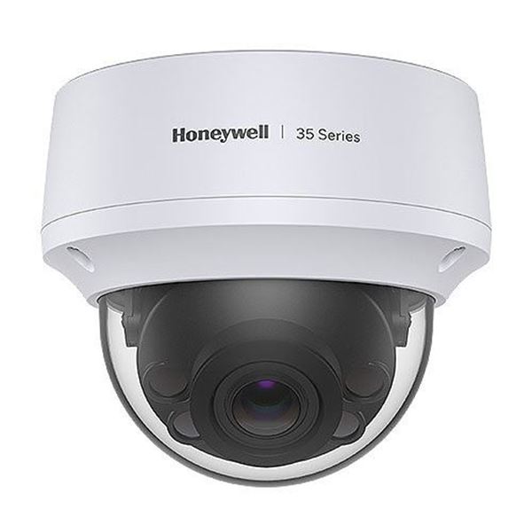 HONEYWELL 35 Series 8MP WDR IR IP Dome Camera with 2.8mm Fixed Lens. Up to 40M IR. Rugged Outdoor IP66 Housing. IK10 Vandal Resistant PoE (IEEE 802.3af) or 12VDC. True WDR, 120dB Auto (ICR) / Colour