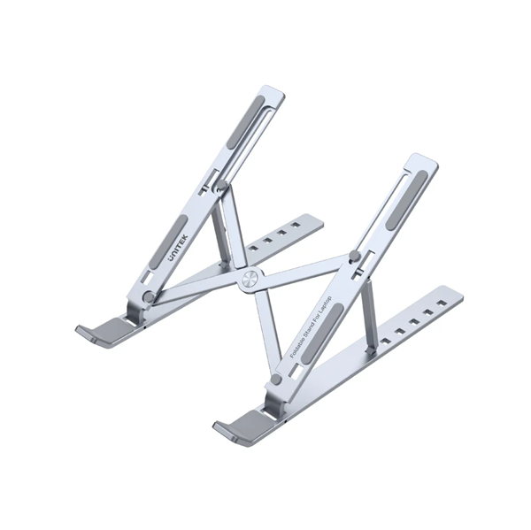 UNITEK Adjustable & Foldable Laptop Stand. Creates a Comfortable Angle, Helps Ventilation & Cooling, 6 Adjustable Levels of Tilt, Aluminium-Alloy, Size: 240x164x4mm, Silver.