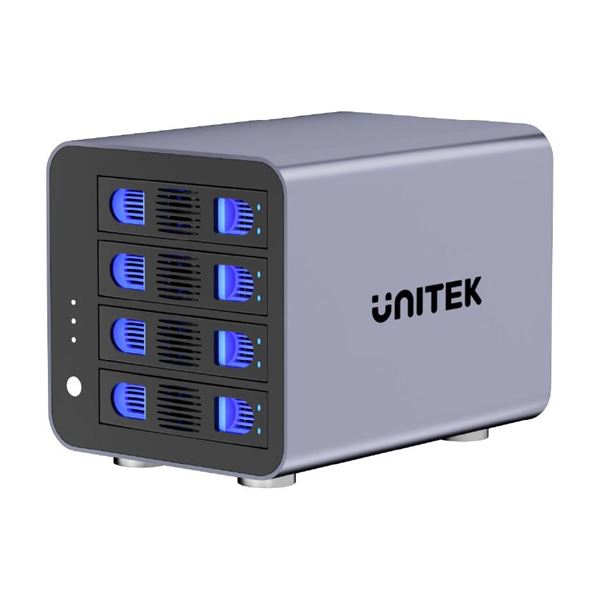 UNITEK 4-Bay RAID External Hard Drive Enclosure. Supports 8 RAID Modes with Cooling Fan for 2.5"/3.2" SATA HDD/SSD, Supports 5Gbps Data Transfer, Aluminium Space Grey.