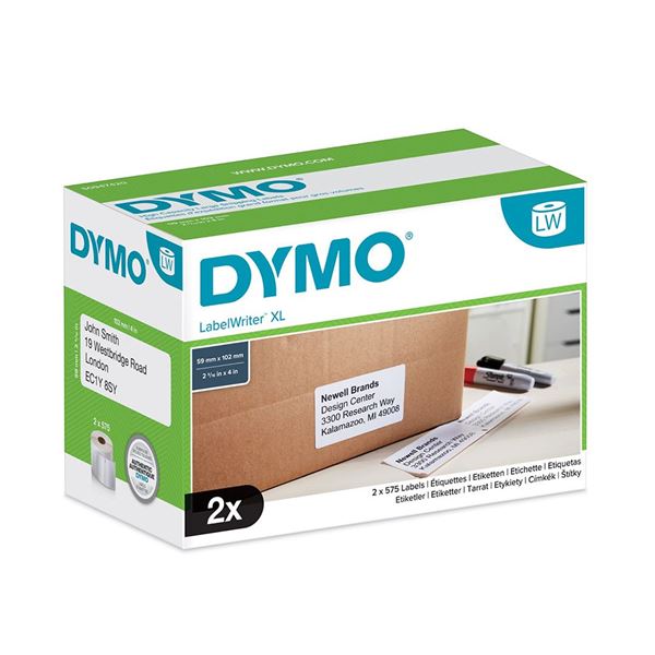 DYMO Genuine LabelWriter High Capacity Large Shipping Labels, 59mm x 102mm,Black Print on White, Designed specifically for the Dymo LabelWriter 4XL.