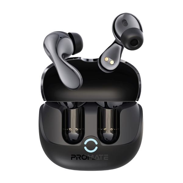 PROMATE In-Ear HD Bluetooth Earbud Hybrid ANC TWS with Intellitouch Includes 500mAh Recharging Battery Case, Up to 40 Hours Playback, Active Noise Cancelling, Built-in Microphone, IPX4. Black