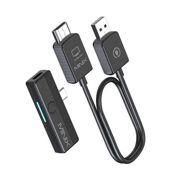 MINIX C1 Plus 1080P@60Hz USB-C to HDMI Wireless Extender up to 50m. Transmitter (TX) with DC Input. Flexible Display Options, Mirror or Extend Mode. Plug-and-play.