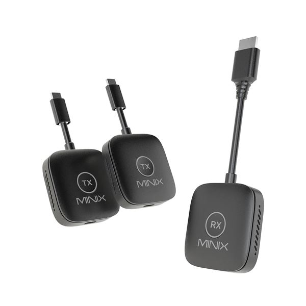 MINIX B21 1080P Dual USB-C to HDMI Wireless Extender up to 50m. Flexible Display Options, Mirror or Extend Mode. Plug-and-play.