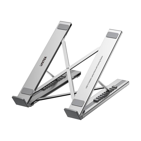 UNITEK 7-in-1 Multi-Port Foldable Laptop Stand with Docking Station with USB-C Connector. Includes 2x USB-A 5Gbps, 1x USB-C 5Gbps Ports, 2x HDMI, SD/Micro SD Slot, PD 100W (USB-C, 20V/5A), Win/Mac/IOS/Androi