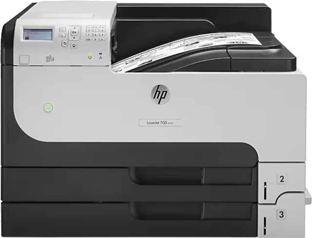 Print, USB/Ethernet, Duplex, A4 40ppm, A3 20ppm, Consumables: Starter Black Toner [~10000 Pages], HP14A (CF214A, 10 000 pages), HP14X (CF214X, 17 500 pages), Accessories: 500-sheet Feeder and Tray CF239A, 3x500-sheet Feeder and Stand </br>CF242A, 1x500-sheet Feeder with Cabinet and Stand CF243A, 3500-sheet HCI Feeder and Stand CF245A