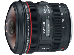 EF 8-15mm f/4L Fisheye USM, 8-15mm Focal Length, Rear Drop-in Filter, EF Mount, Full Frame