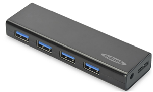 4-port USB 3.0 Hub, External power supply (5V/2A) & 80cm USB connection included, Windows 7/8/10 Compatible. 1.5 x 3.1 x 10.2 (cm)