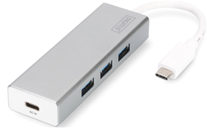 USB 3.0 Type C HUB with PD, 3x USB 3.0-ports, 1x USB Type C port Aluminium housing</br></br>Expand your computer featuring a Type C port by adding three additional USB 3.0 super speed ports and also be able to charge your laptop via the Type C port as you normally would. Thanks to the easy plug-and-play configuration you don't have to install drivers or change system settings.