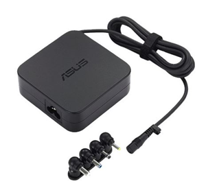 Comes with three or four different connector tip sizes.</br>Also comes with AC power cable.