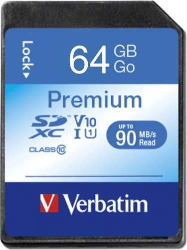 Fast class 10, 64GB, Ultra Compatible, Verbatim SDXC Cards are designed to be used in compatible digital cameras, portable music players, camcorders, smart phones, PC's or other consumer applications. SDXC Cards use a FAT32file system, a specification that was established for applications with higher capacity needs and are especially suitable for high-quality video.
