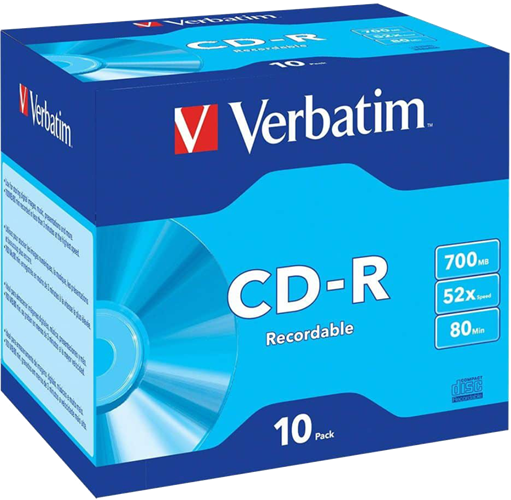 Verbatim CD-R media is tested and certified by leading 52X drive manufacturers. These high-grade discs deliver reliable recording even at blazing drive speeds, completing a full 700MB/80min recording in less than 2 minutes.