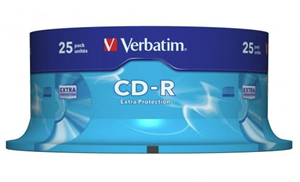 Verbatim CD-R media is tested and certified by leading 52X drive manufacturers. These high-grade discs deliver reliable recording even at blazing drive speeds, completing a full 700MB/80min recording in less than 2 minutes.
