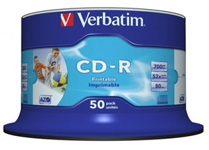Verbatim CD-R media is tested and certified by leading 52X drive manufacturers. These high-grade discs deliver reliable recording even at blazing drive speeds, completing a full 700MB/80min recording in less than 2 minutes.