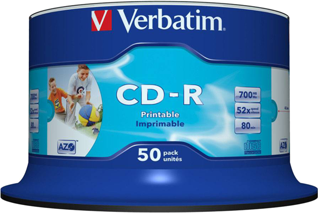 Verbatim CD-R media is tested and certified by leading 52X drive manufacturers. These high-grade discs deliver reliable recording even at blazing drive speeds, completing a full 700MB/80min recording in less than 2 minutes.