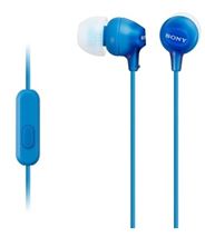 Enjoy high-resolution treble and midrange with powerful bass produced from Sony MDR-EX15AP's 400 kJ/m3 high power neodymium magnets. Comes with cord slider to prevent cord from tangling, as well as in-line microphone and remote for hands free calls and music.</br></br>400 kJ/m3 high power neodymium magnets produce high-resolution treble and midrange with powerful bass </br>Hybrid silicone rubber earbuds (S, M, L) supplied for secure fitting and long-term wearing comfort </br>Y-type cord with cord slider to prevent cord tangling </br>Cord adjuster supplied </br>Customize smartphone controls for Android devices with Sonyâ€™s easy-to-use Smart Key app </br></br>Blue