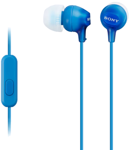 Enjoy high-resolution treble and midrange with powerful bass produced from Sony MDR-EX15AP's 400 kJ/m3 high power neodymium magnets. Comes with cord slider to prevent cord from tangling, as well as in-line microphone and remote for hands free calls and music.</br></br>400 kJ/m3 high power neodymium magnets produce high-resolution treble and midrange with powerful bass </br>Hybrid silicone rubber earbuds (S, M, L) supplied for secure fitting and long-term wearing comfort </br>Y-type cord with cord slider to prevent cord tangling </br>Cord adjuster supplied </br>Customize smartphone controls for Android devices with Sony&acirc;&euro;&trade;s easy-to-use Smart Key app </br></br>Blue