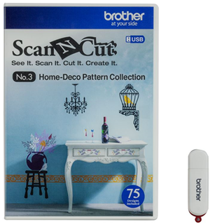 Brother's USB No.3 Home-Deco Pattern Collection includes 75 cutting patterns perfect for creating wall decals, stencils, appliqués, and so much more. For use with the Brother ScanNCut Machine.