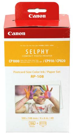 Canon RP-108 Color Ink/Paper Set;</br>Compatible with these SELPHY printers only: CP910/CP1000/CP1200/CP1300 (will not work with CP800/CP810/CP900).