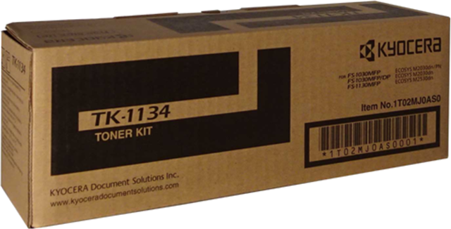 TK1134, Compatible With: FS-1130, FS-1030MFP, M2030dn, M2530dn</br>Yield ~3,000 Pages (at 5% Coverage)