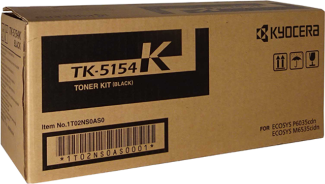 TK-5154K, Compatible with: FS-P6035CDN, M6535cidn</br>Yield ~12,000 Pages (at 5% Coverage)